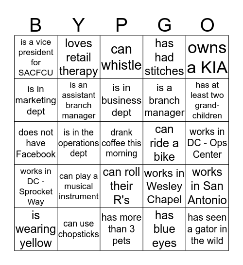 BYPGO Bingo Card