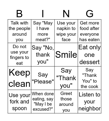 Thanksgiving Bingo Card