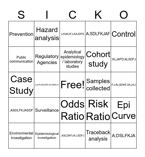 SICKO! Bingo Card