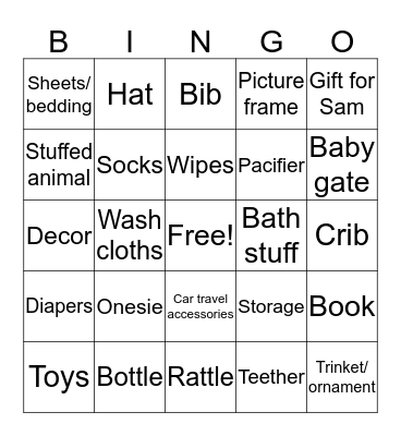 Baby Warner Bingo Card
