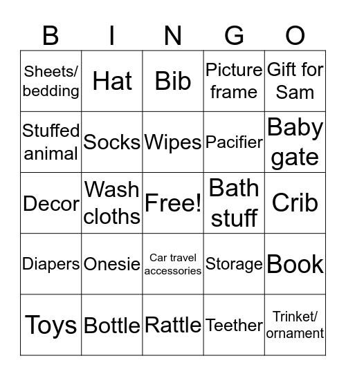 Baby Warner Bingo Card