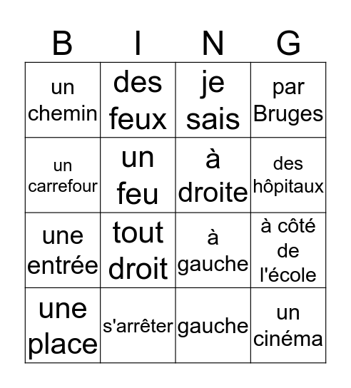 Unité 31 Bingo Card