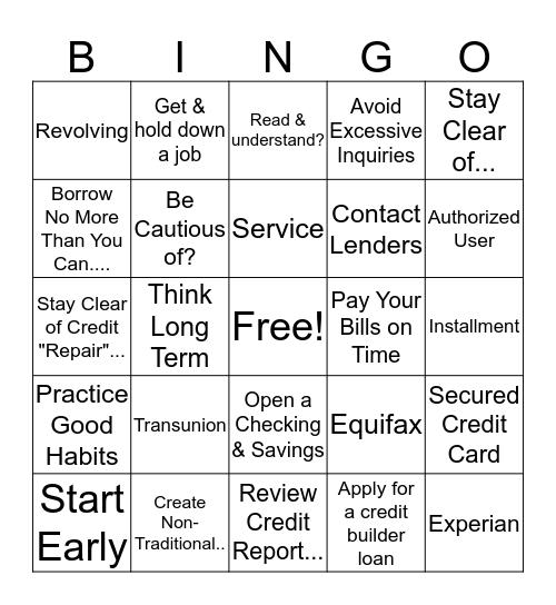 Lesson 4 Review Bingo Card
