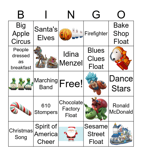 Macy's Day Parade Bingo Card