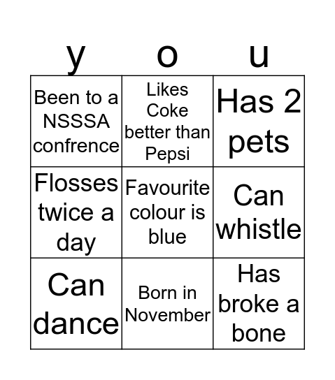 Get to know  Bingo Card