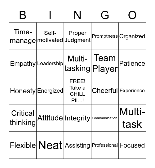 Medical Profession BINGO Card