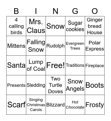 Winter Bingo Card