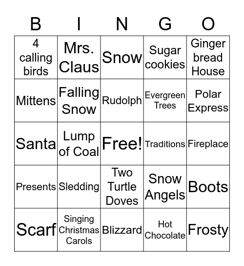 Winter Bingo Card