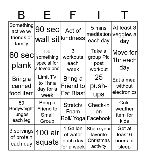 25 Days of Christmas Bingo Card