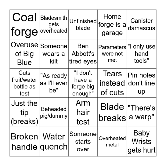 FiF Bingo Card