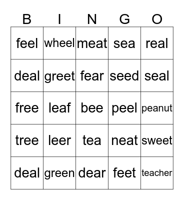 EE and EA Bingo Card