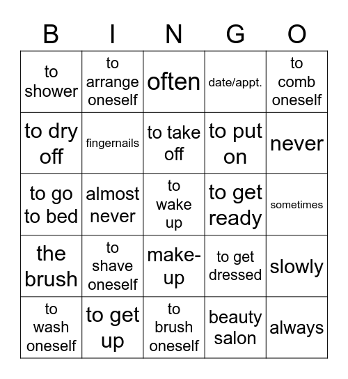 Lista #6 Loto- La Rutina Diaria Bingo Card