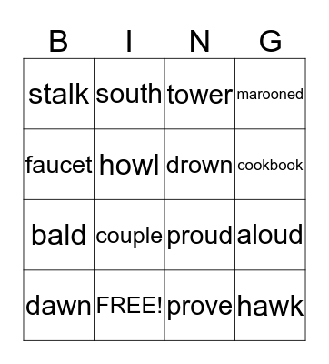 Spelling Test 8 Bingo Card
