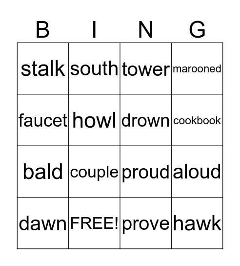 Spelling Test 8 Bingo Card