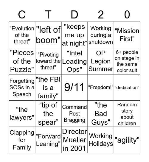 All Hands Bingo Card