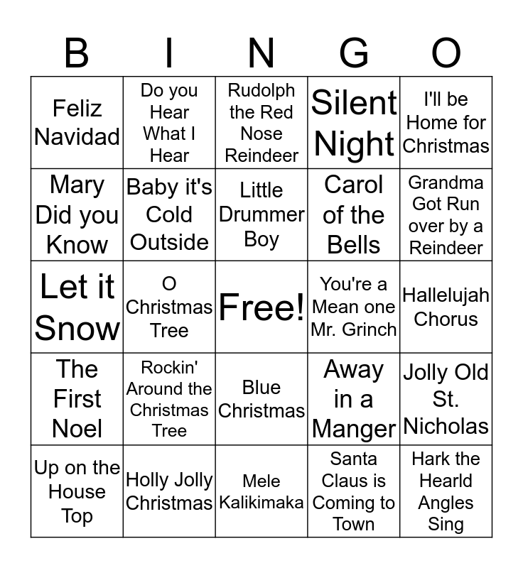 Christmas Bingo Card