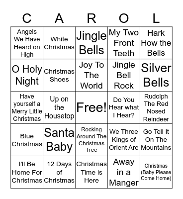 Christmas Carol Bingo Card