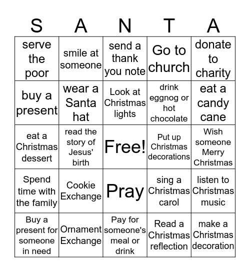 Christmas Bingo Card