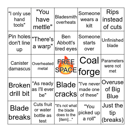 FiF Bingo Card