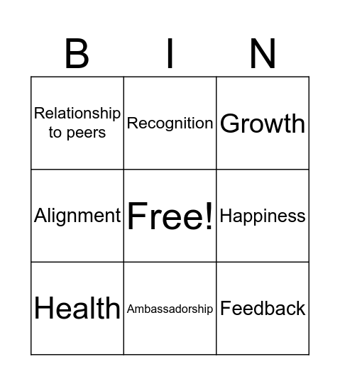 Employee Engagement Bingo Card