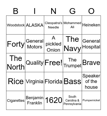 Trivial Bingo Card