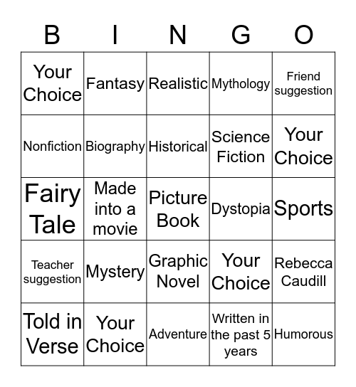 Genre  Bingo Card