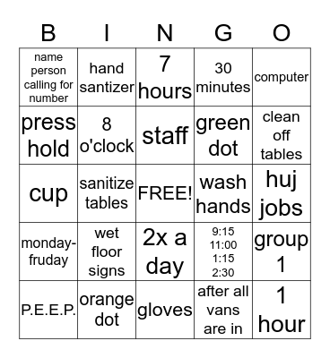 huf jobs Bingo Card