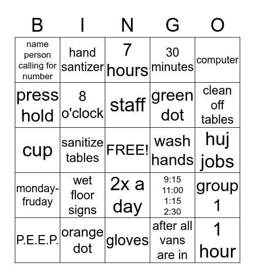 huf jobs Bingo Card