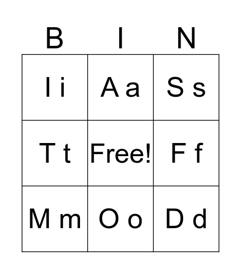 ABC'S (SET #1) Bingo Card
