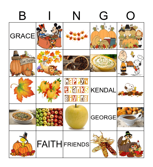 THANKSGIVING Bingo Card