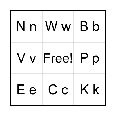 ABC'S (SET #2) Bingo Card