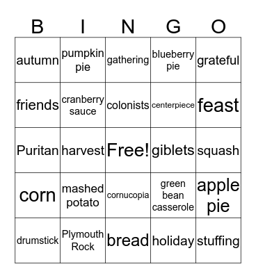 CES Thanksgiving BINGO Card