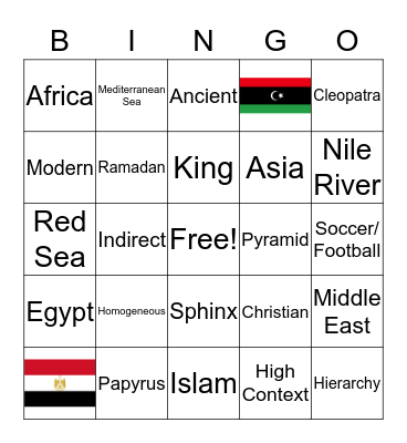 Egypt Bingo Card