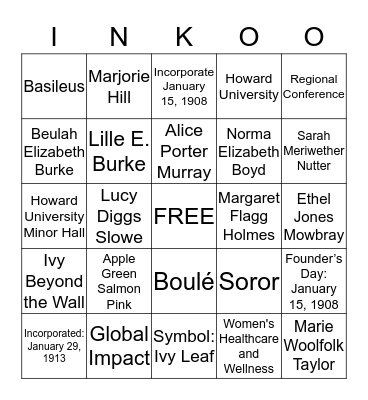 AKA BINGO  Bingo Card