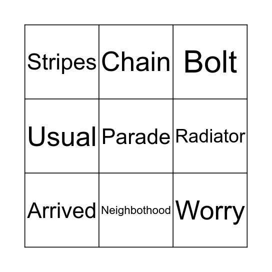 Wemberly Worried BINGO Card