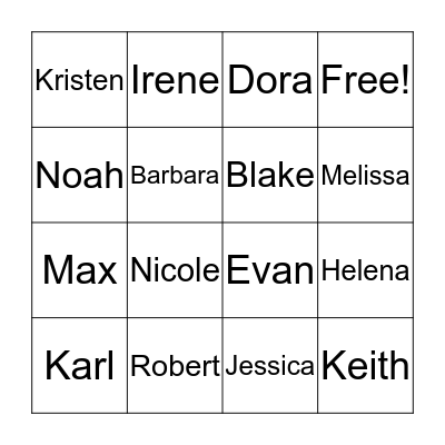 Kelly's Family Tree Bingo Card