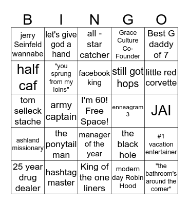 Dave Gill Bingo Card