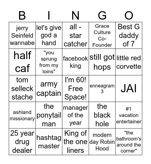 Dave Gill Bingo Card