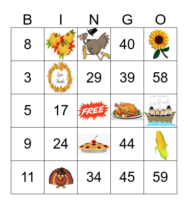 BCA THANKSGIVING Bingo Card