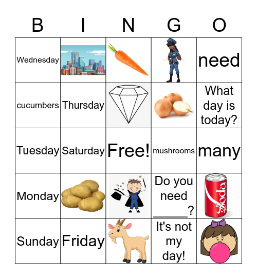 Vocabulary Bingo Card