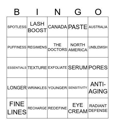 RODAN + FIELDS Bingo Card