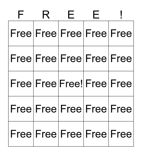 Free! Bingo Card