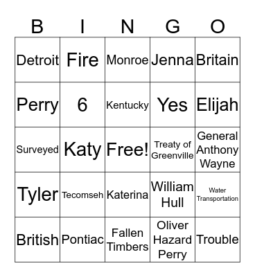 Ch. 5 Michigan History Review Bingo Card