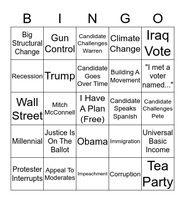 Debate Bingo Card