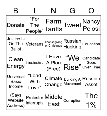 Debate Bingo Card