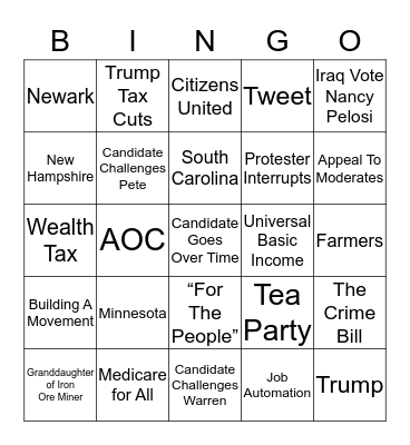 Debate Bingo Card