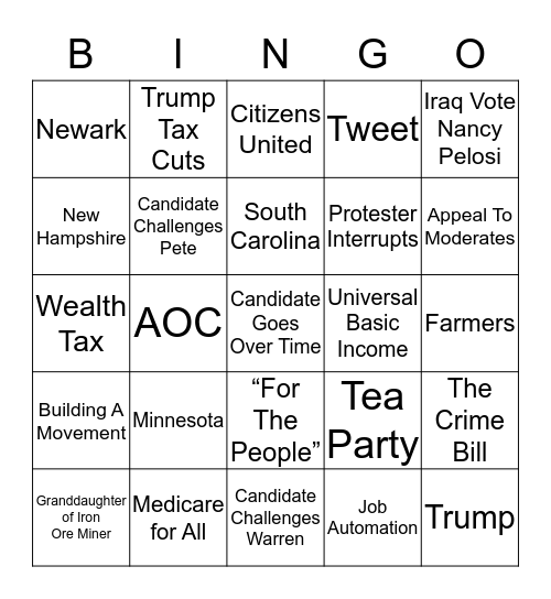 Debate Bingo Card