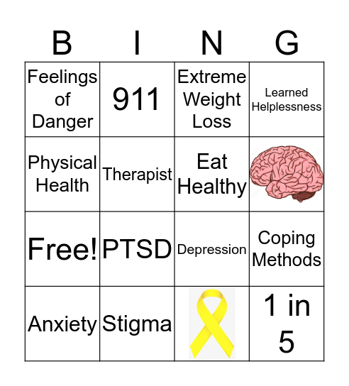 Mental Health  Bingo Card