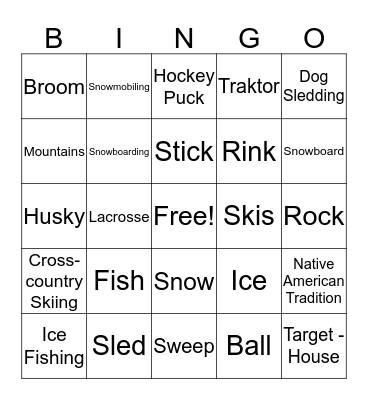 Winter Sports Bingo Card