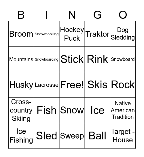 Winter Sports Bingo Card